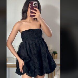 Zara Structured Floral Mini Dress NWT Black Size XL Blogger Fav